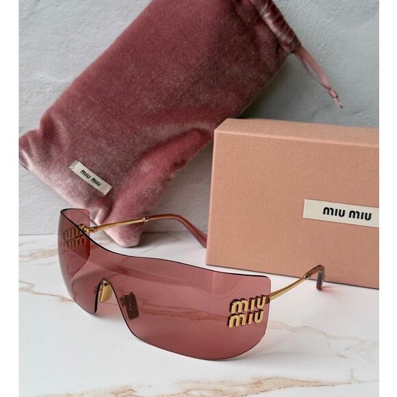 Miu Miu Accessories - NEW Miu Miu MU B53 Mask Sunglasses in Gold Red $632